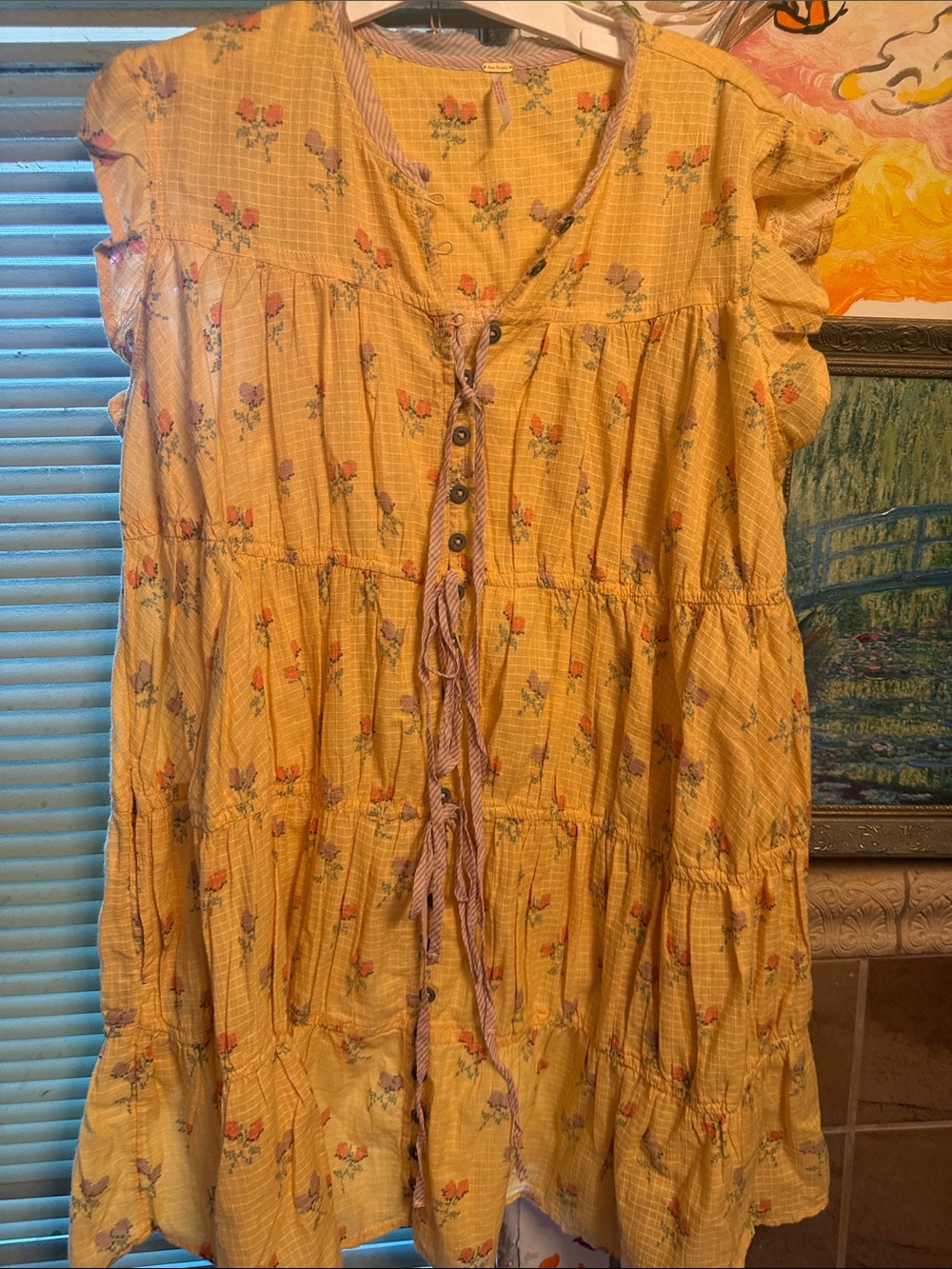 Free People Yellow Floral Mini Dress